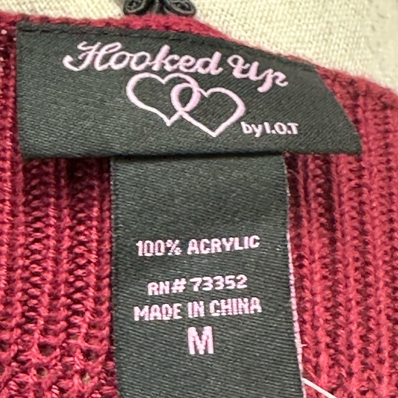 Hooked Up Long Sleeve Cold Shoulder Tank Straps Sweater - Maroon Red - Medium - Picture 5 of 7
